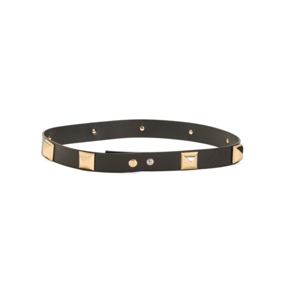 MARTINA MORI Black Made In Italy Patent Leather Studded Belt - Picture 2 of 2